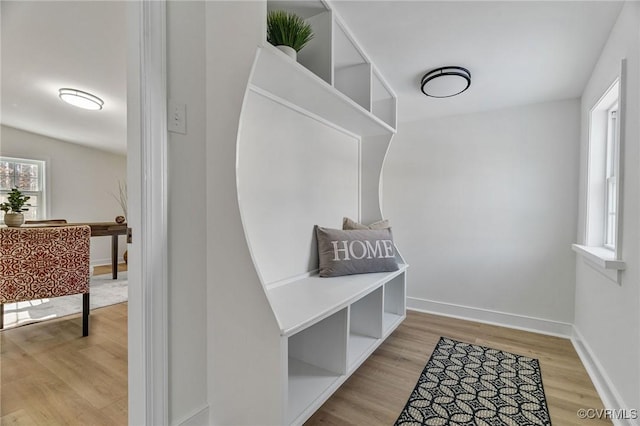 mudroom with light wood-type flooring