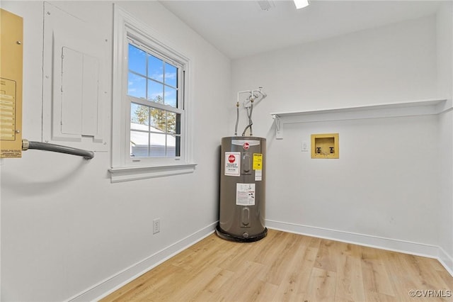 utility room featuring water heater