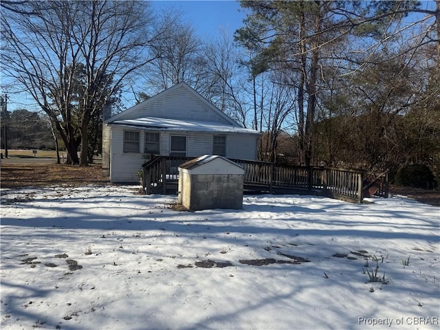 view of front of home with a deck