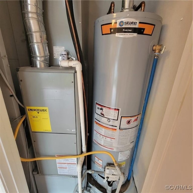 utility room with water heater