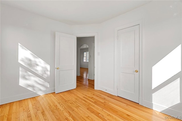 unfurnished bedroom featuring light hardwood / wood-style floors