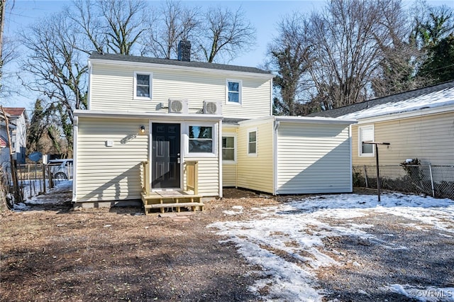 view of snow covered property