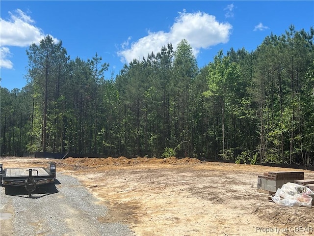 view of yard with a wooded view