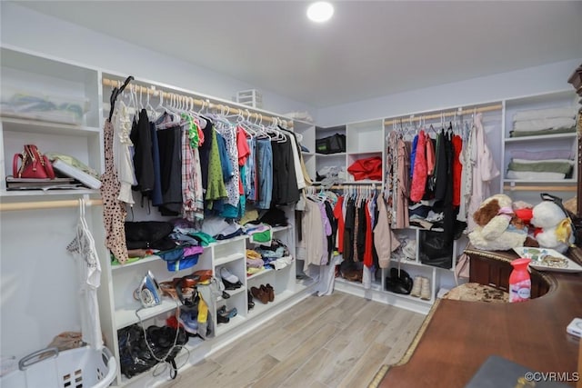 spacious closet with light wood-type flooring