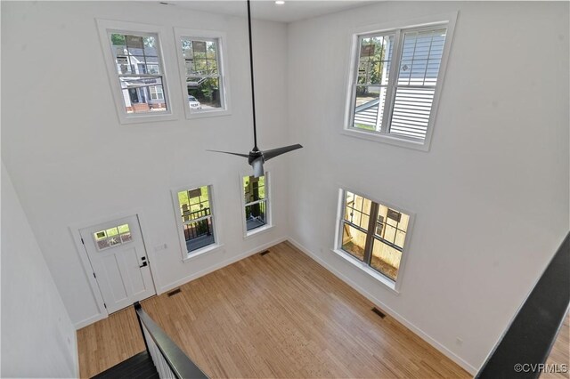 foyer with light wood-type flooring