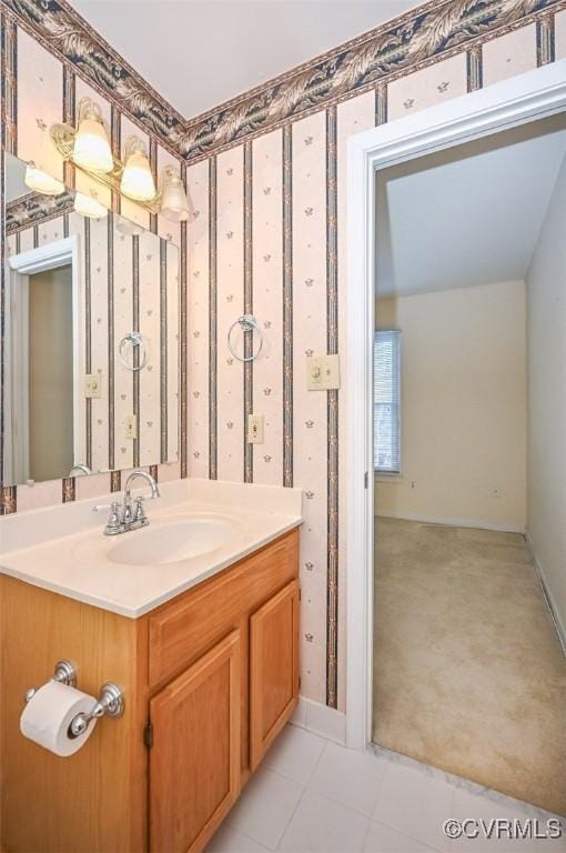 bathroom featuring vanity and tile patterned flooring