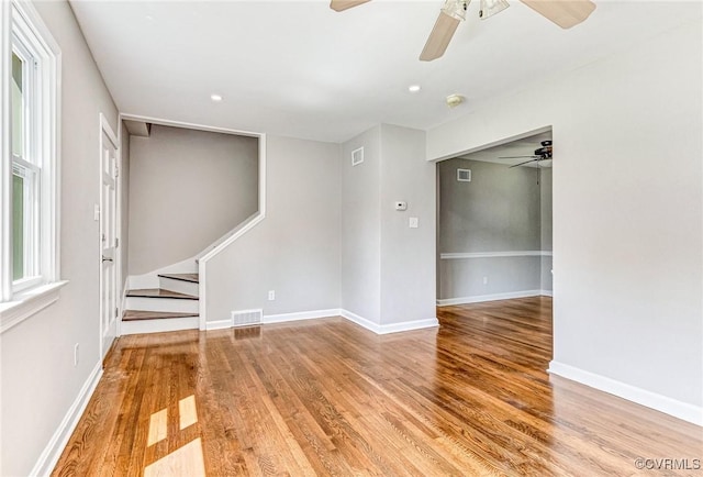 spare room with light hardwood / wood-style flooring