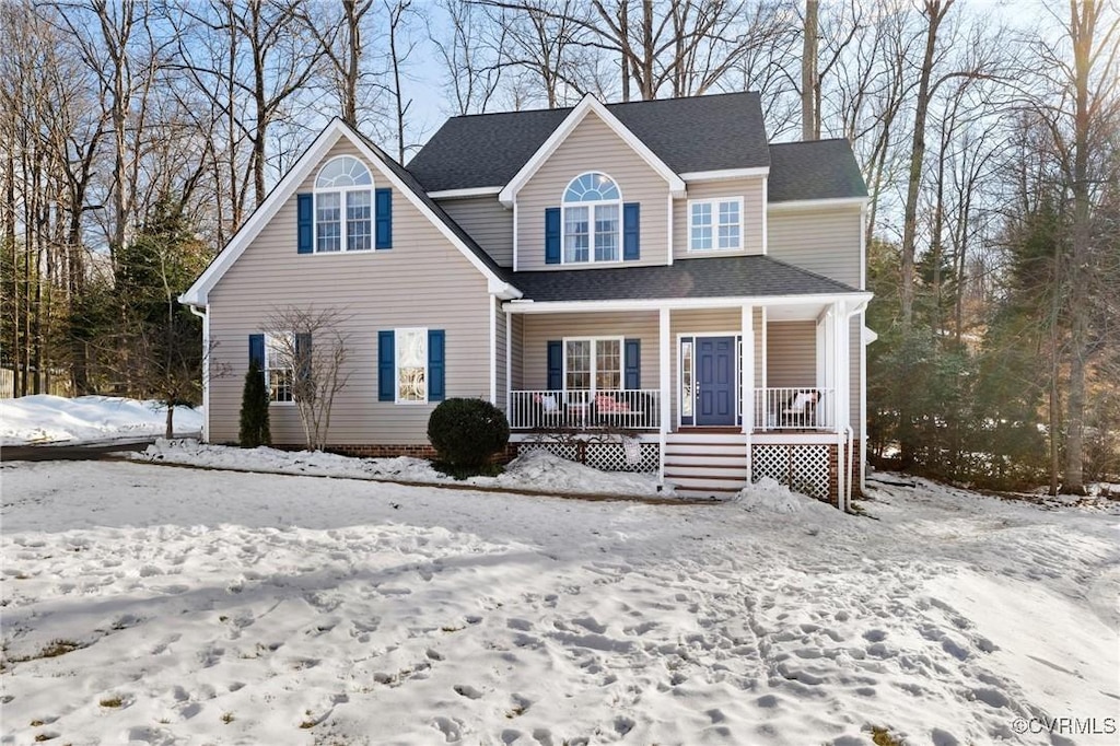 view of front of home featuring covered porch