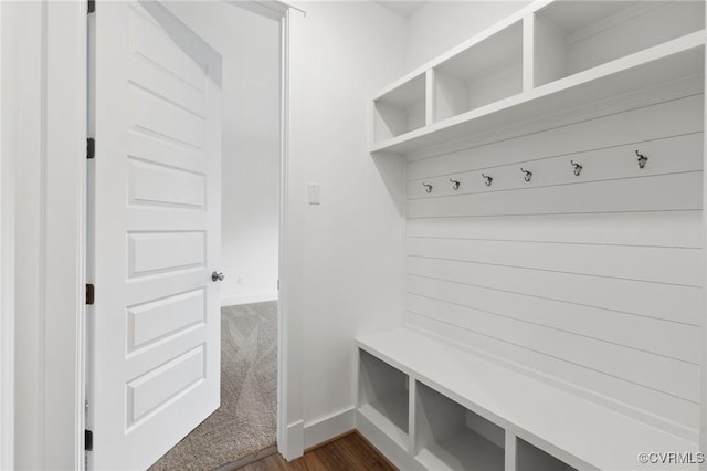 mudroom with dark hardwood / wood-style flooring