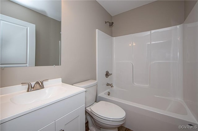 full bathroom with toilet, shower / bath combination, and vanity