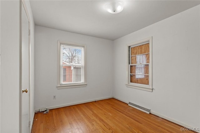 unfurnished room with light hardwood / wood-style floors