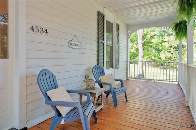 deck featuring a porch