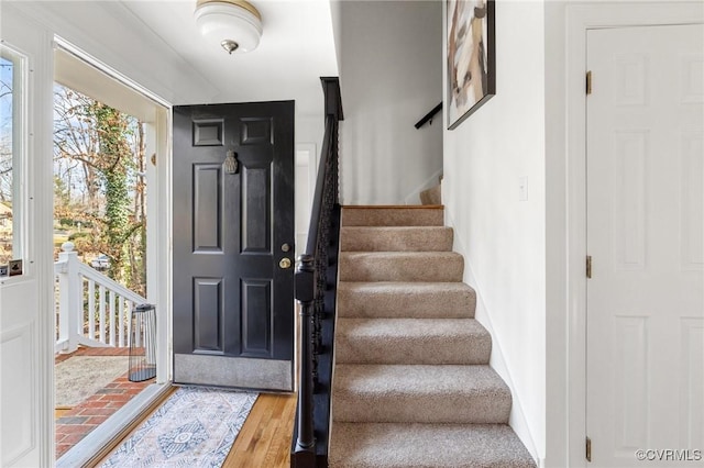 foyer featuring wood-type flooring