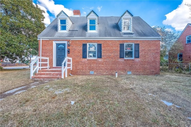 view of front facade featuring a front lawn