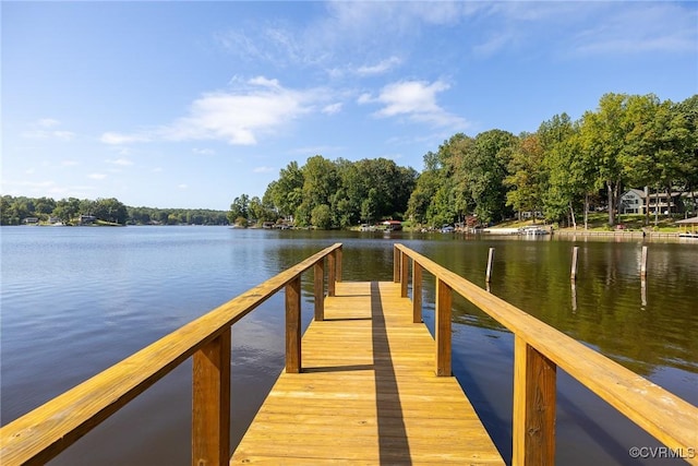 dock area featuring a water view