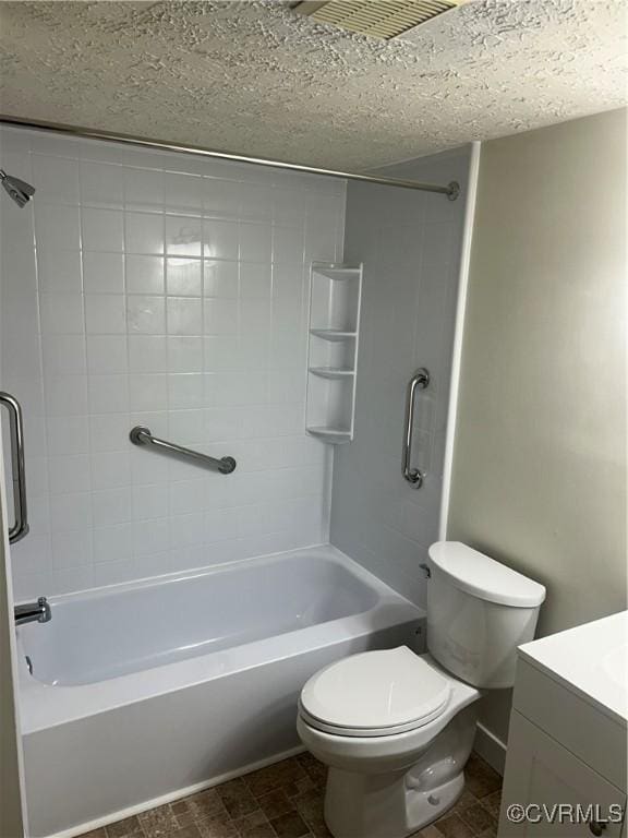 full bathroom featuring toilet, vanity, and shower / bathing tub combination