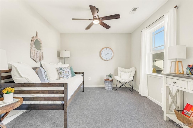 interior space featuring ceiling fan