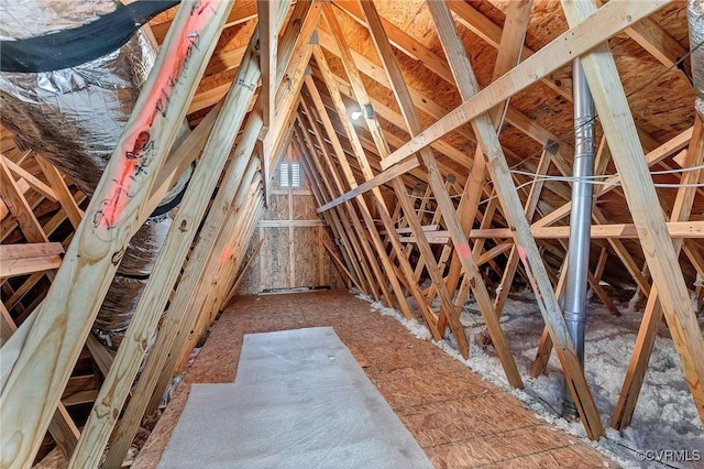 view of unfinished attic