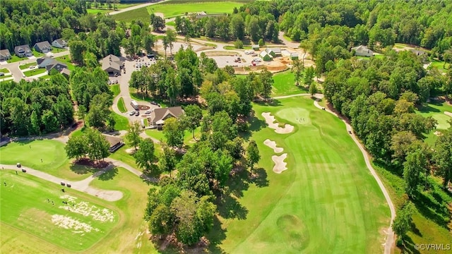 drone / aerial view with view of golf course