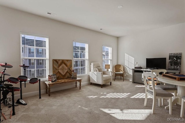 view of carpeted home office