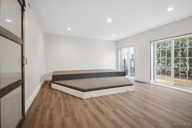 unfurnished room with wood-type flooring