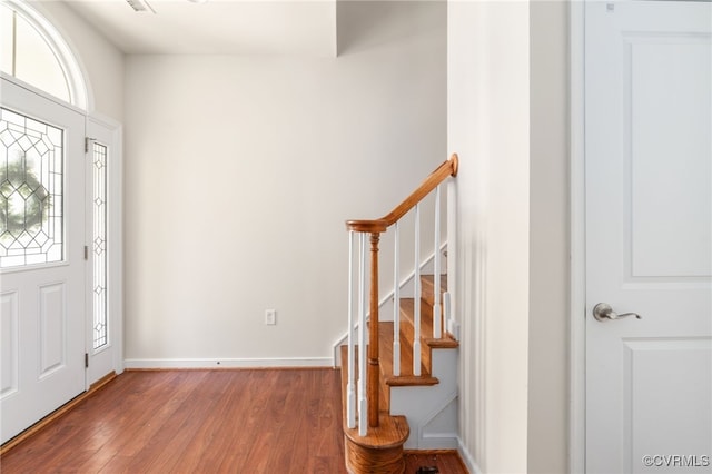 foyer with wood-type flooring