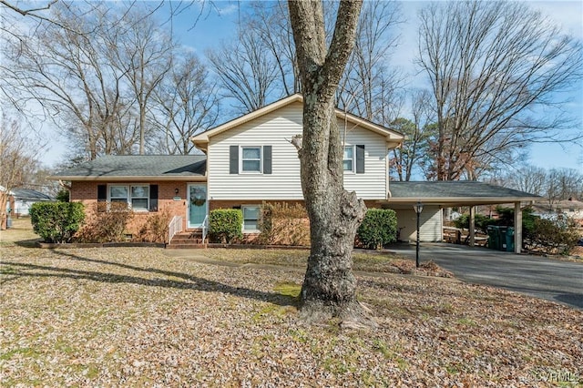 tri-level home with a carport