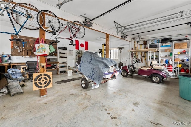 garage with a garage door opener