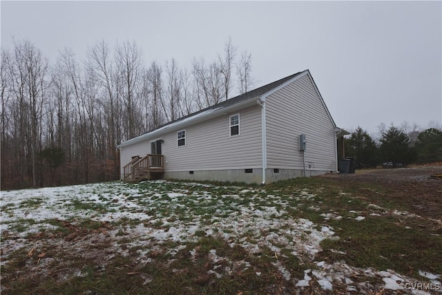 view of snow covered property