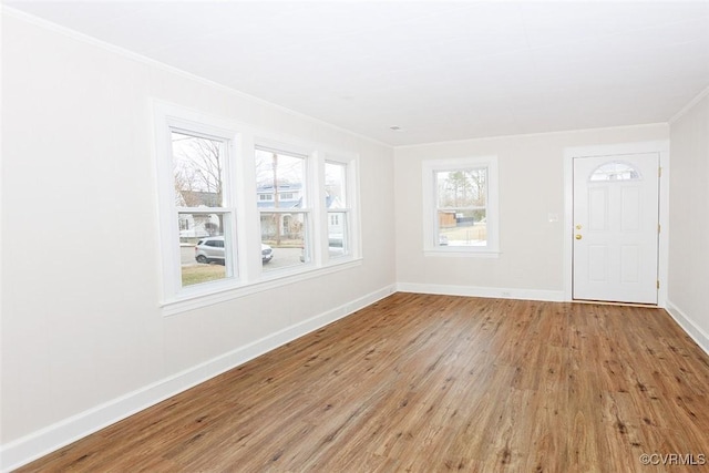 spare room with light wood-type flooring and plenty of natural light