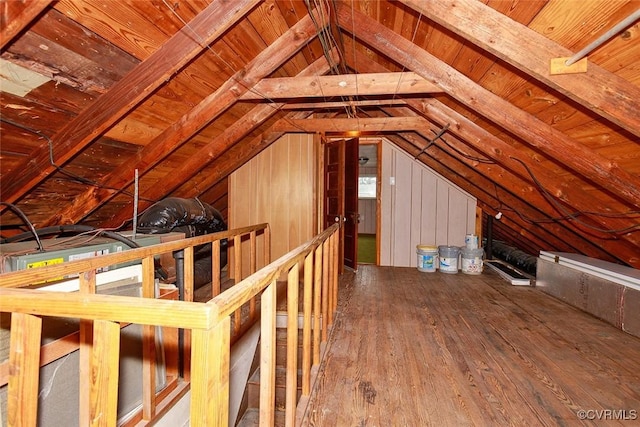 view of unfinished attic