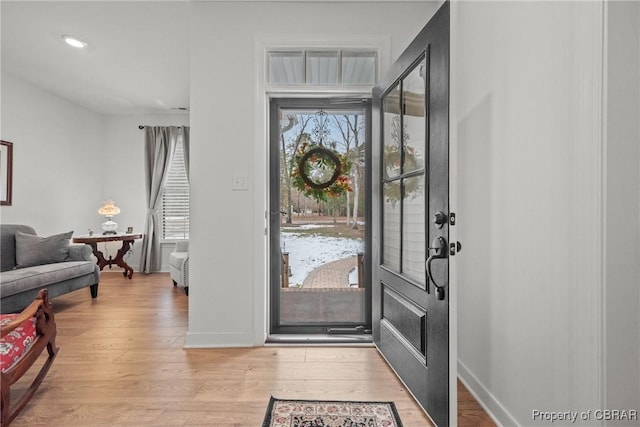 entryway with light wood-type flooring