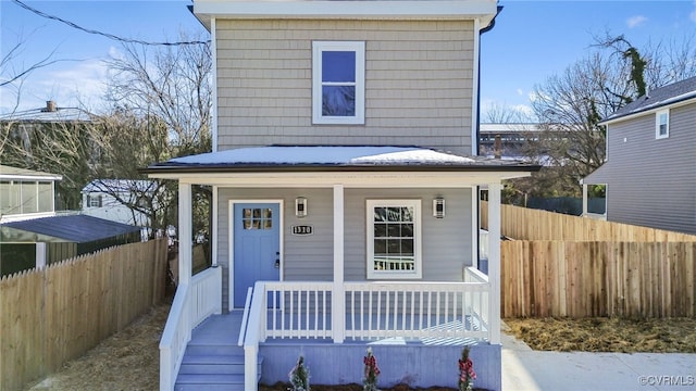 view of front of home featuring covered porch