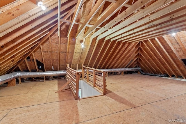 view of unfinished attic