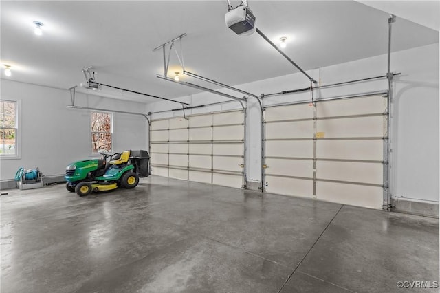 garage with a garage door opener