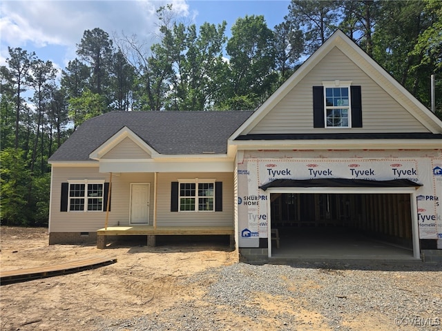 8355 Patrick Henry Blvd, Mechanicsville, VA 23116 - view of front of home with driveway, a garage, crawl space, and roof with shingles