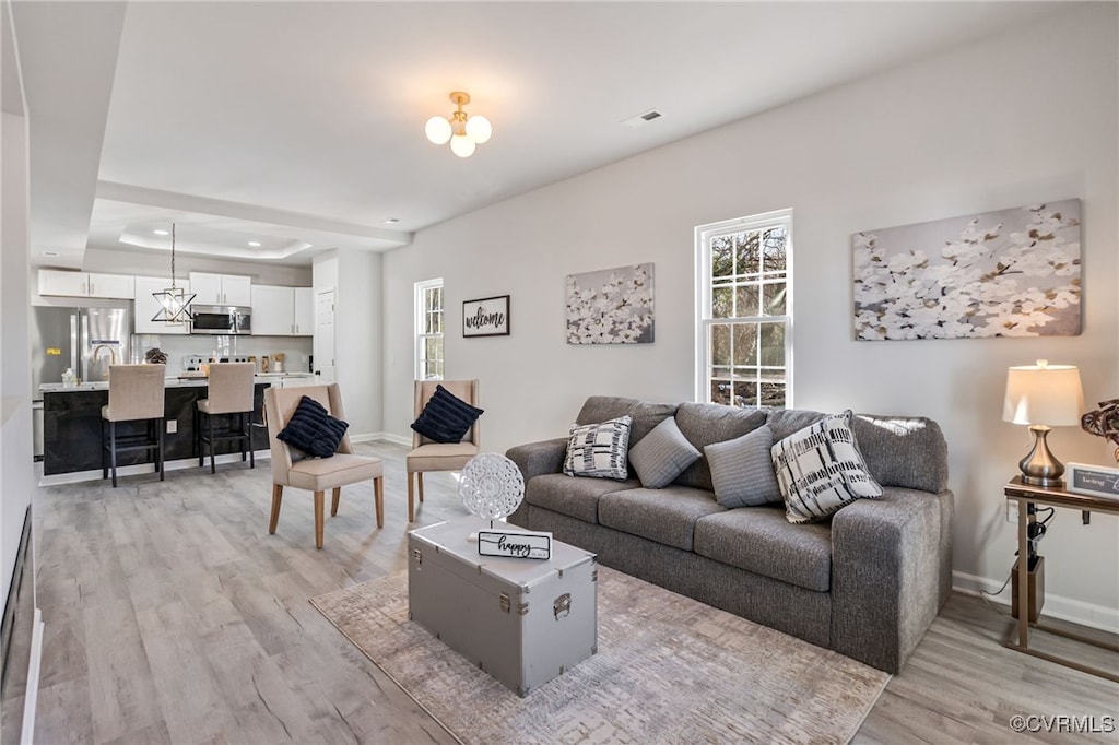 living room featuring light hardwood / wood-style floors