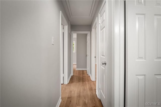 hallway featuring light wood-type flooring