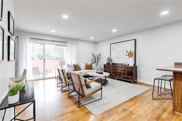 living room with light wood-type flooring