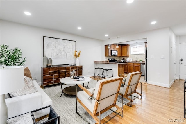 living room featuring light hardwood / wood-style floors