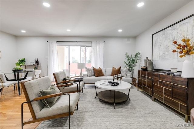 living room featuring light hardwood / wood-style flooring