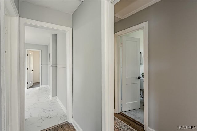 corridor featuring wood-type flooring