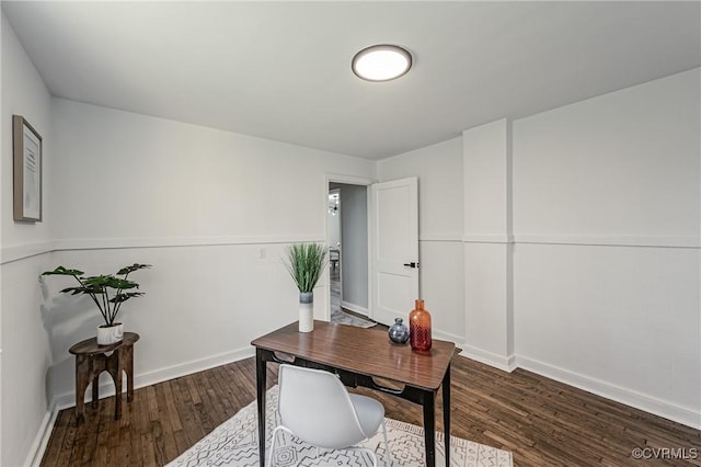 office space featuring dark hardwood / wood-style flooring