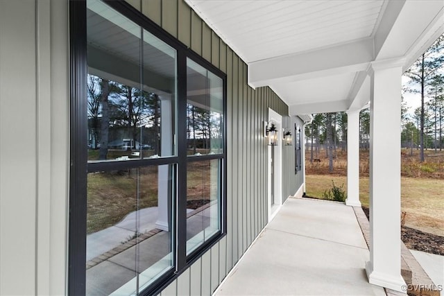 view of patio featuring a porch