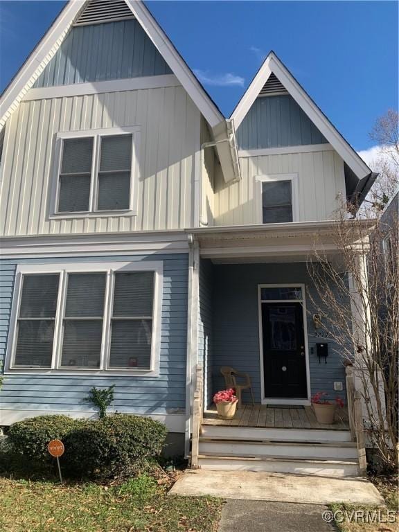 view of front of home featuring a porch and board and batten siding