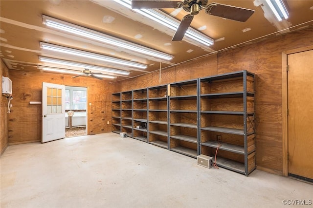 storage featuring ceiling fan