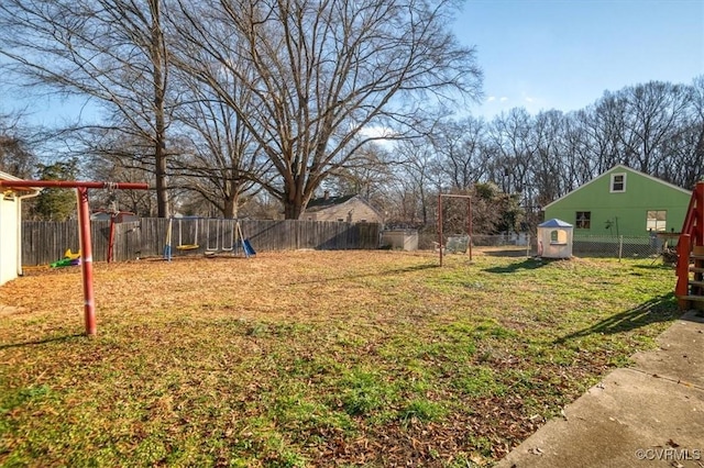 view of yard with a playground