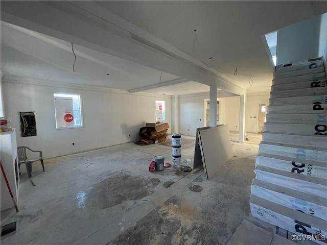 interior space featuring crown molding