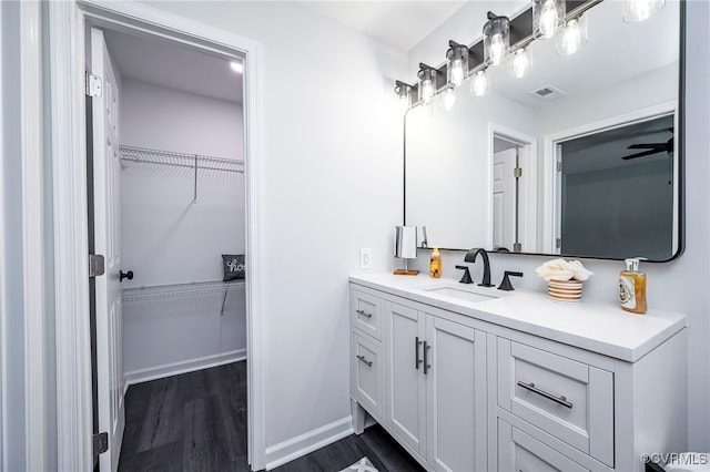 bathroom featuring wood-type flooring and vanity