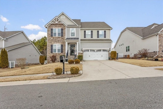 craftsman-style home with a garage